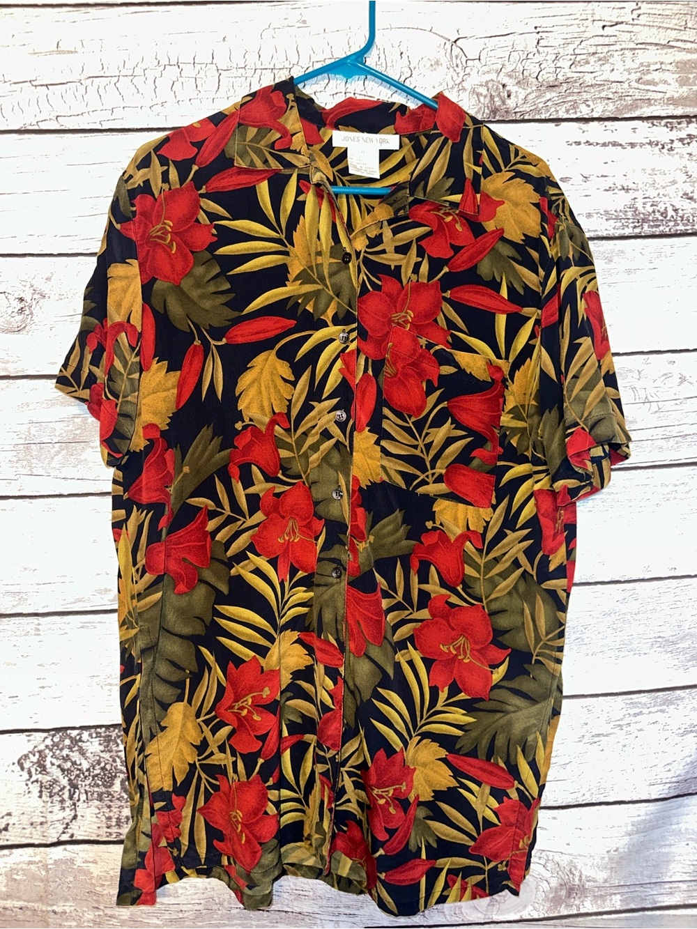 Jones New York 100% Silk Hawaiian Tropical Camp Shirt Women’s 8